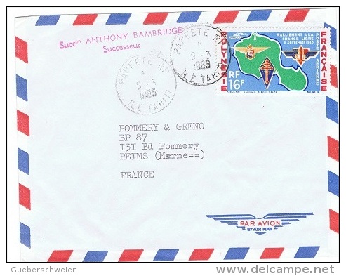 COL-L36 - POLYNESIE PA 8 Sur Lettre Par Poste Aérienne Pour Reims 1969 - Lettres & Documents