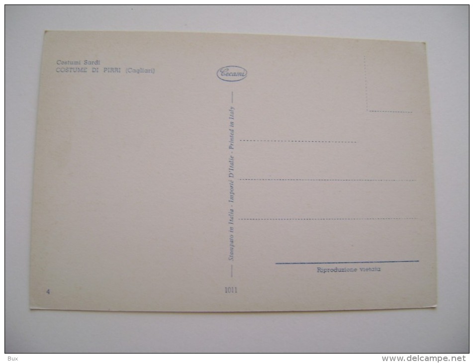 COSTUME DI PIRRI - CAGLIARI  COSTUMI SARDI  NON    VIAGGIATA  COME DA FOTO - Costumi
