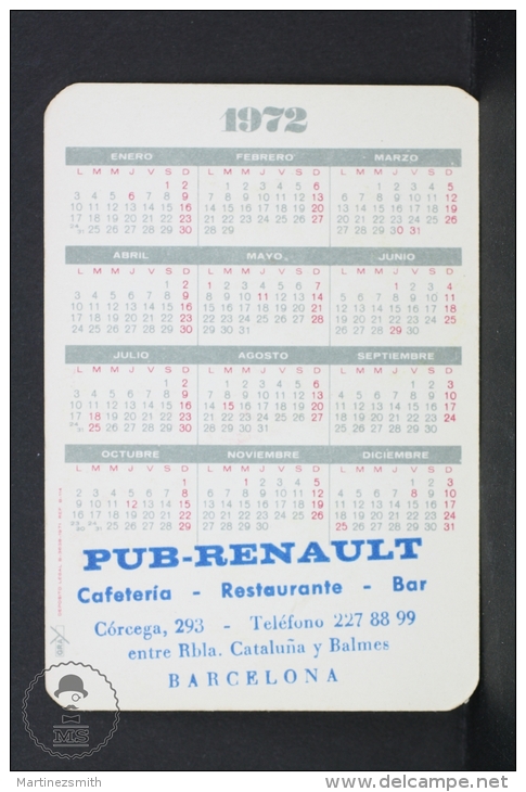 1972 Small/ Pocket Calendar - Old 1898 Peugeot - Tamaño Pequeño : 1971-80