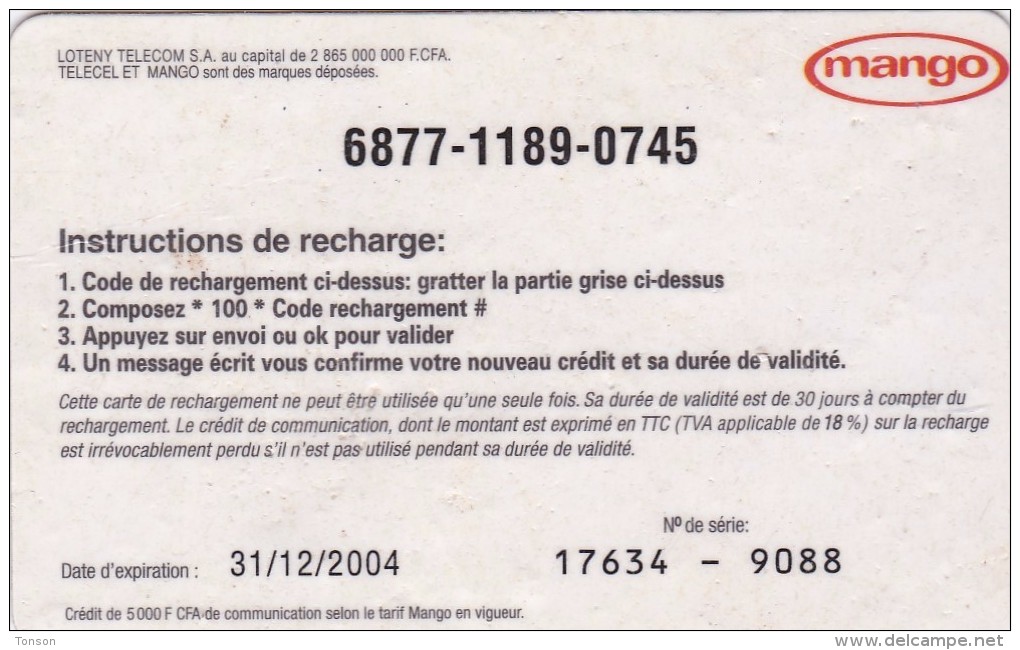 Ivory Coast, 5000 F CFA, Le Jus, Mango, Exp. : 31/12/2004, 2 Scans. - Costa De Marfil