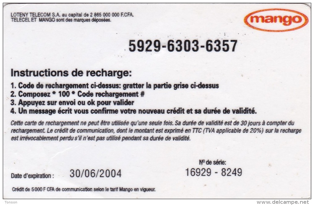 Ivory Coast, 5000 F CFA, Le Jus, Mango, Exp. : 30/,06/2004, 2 Scans. - Costa De Marfil