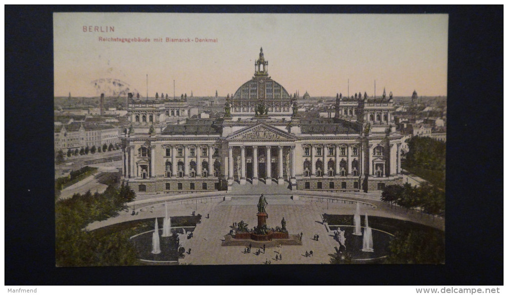 Germany - Berlin-Tiergarten - Reichstagsgebäude Mit Bismarck-Denkmal - 1905 - - Tiergarten