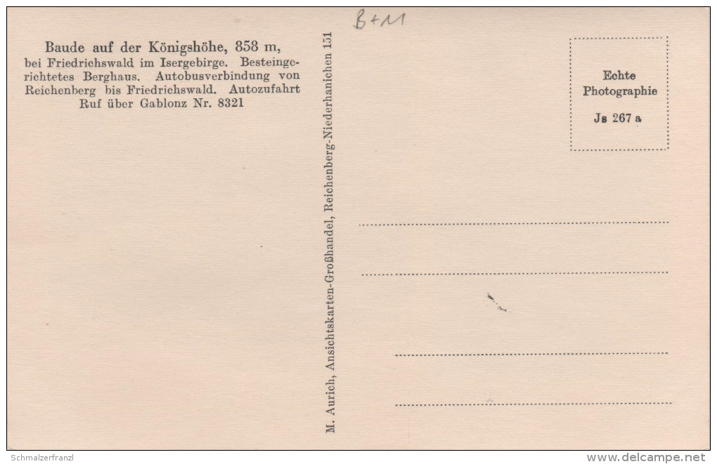 AK Isergebirge Königshöhe Kralovka Baude Gasthof Johannesberg Janov Bei Gablonz Jablonec Friedrichswald Bedrichov - Sudeten