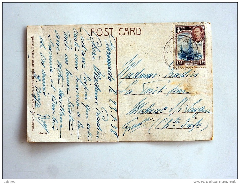Carte Postale Ancienne : BERMUDA : Date Palms At St GEORGES, Stamp 1938 - Bermudes