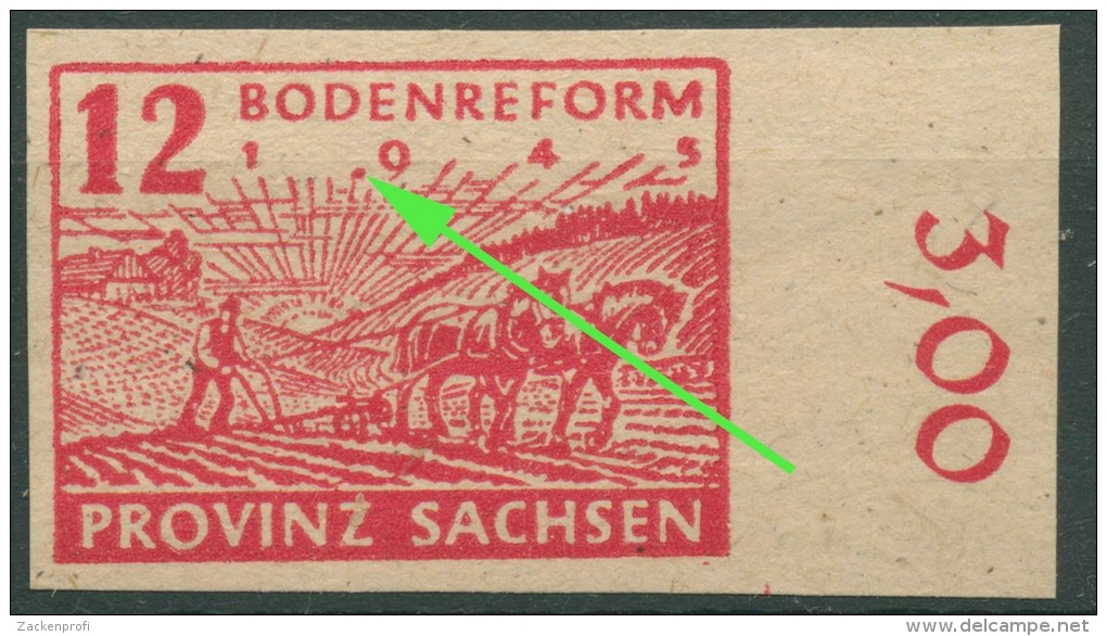 SBZ Provinz Sachsen 1945 Bodenreform Mit Plattenfehler 86 Xa IV Postfrisch - Neufs