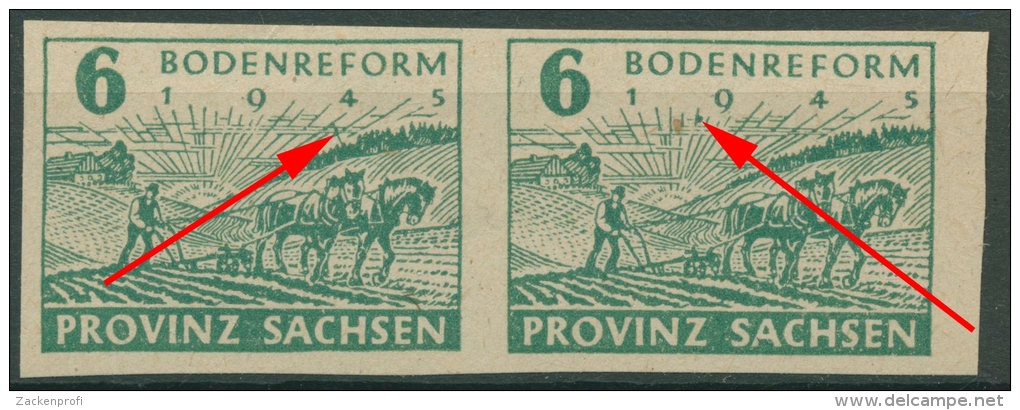 SBZ Provinz Sachsen 1945 Bodenreform Mit 2 Plattenfehlern 85 Wa IV+VI Postfrisch - Ungebraucht