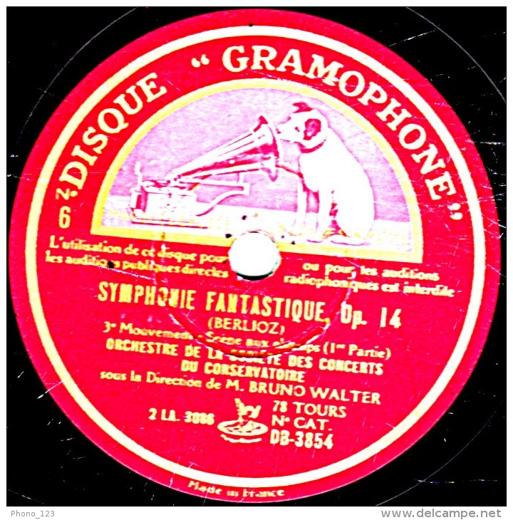 78 Trs 30 Cm état EX -  ORCHESTRE DES CONCERTS DU CONSERVATOIRE - SYMPHONIE FANTASTIQUE, Op.14 2e Et 3e Mouvements - 78 T - Disques Pour Gramophone