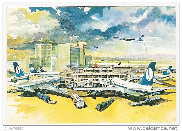 CPM BRUSSEL BRUXELLES National Airport Aéroport Carte Publicité SABENA Airlines Illustrateur Avions BOEING Airplanes - Aeroporto Bruxelles