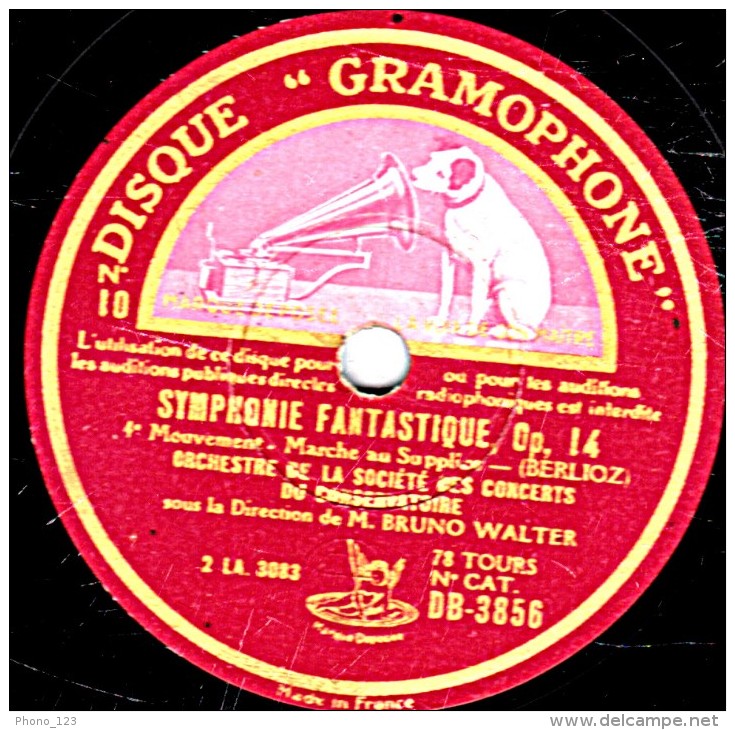 78 Trs 30 Cm état EX - ORCHESTRE DES CONCERTS DU CONSERVATOIRE - SYMPHONIE FANTASTIQUE, Op.14 2e Et 3e Et 4e Mouvements - 78 T - Disques Pour Gramophone