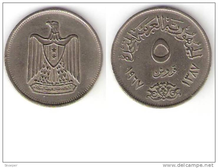 Egypte,5 Piastres 1967 ,km 412, Xf+ - Egypt