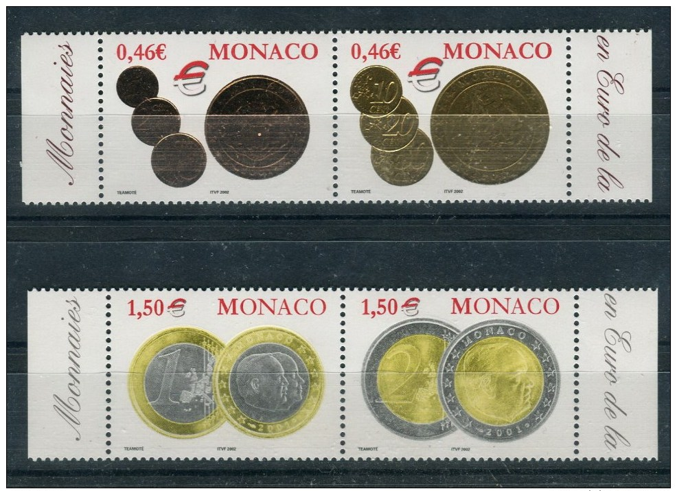 Monaco 2002 - N° 2356 2357 2358 2359 - Monnaies - Neuf ** - Unused Stamps