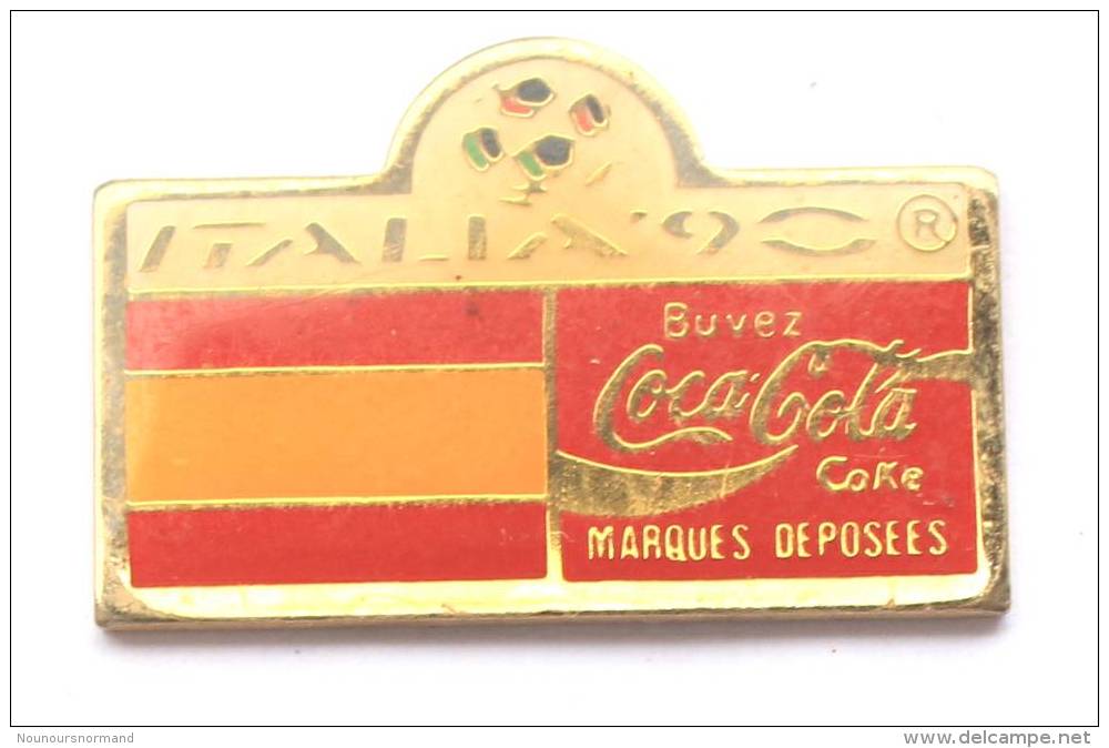 Pin´s  COCA COLA - ITALIA 90 - Drapeau De L´ ESPAGNE  - Le Logo - Col Italia 90 - E342 - Coca-Cola