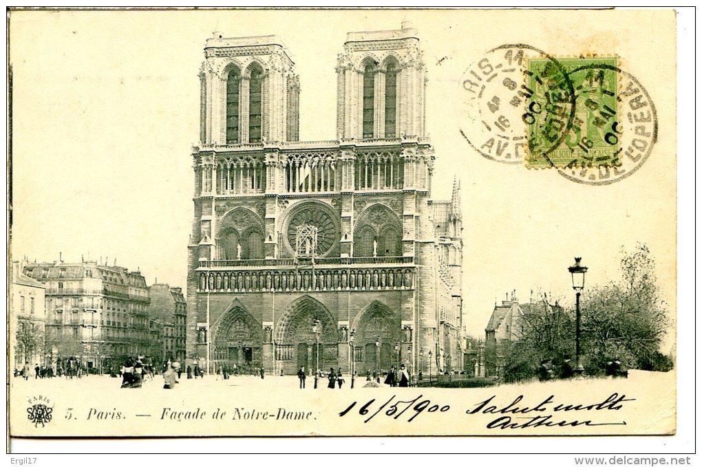 75004 PARIS - Façade De Notre-Dame - éditeur Massias - Postée 16 Mai 1900 - Arrondissement: 04