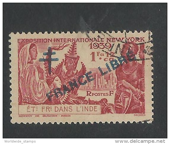 French India 1942 Stamps Of 1939, New York World´s Fair, Overprinted FRANCE LIBRA And Cross Of Lorraine, Partial Double - Unused Stamps