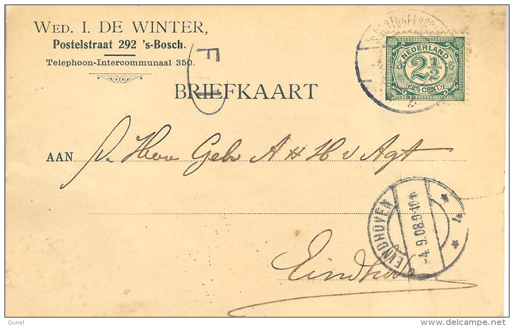 1908  Langebalk 's-Hertogenbosch 2  En Lb Eindhoven 4  Op Firmakaart - Brieven En Documenten