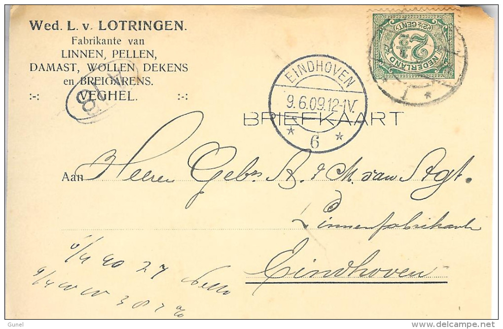 1909 Langebalk Veghel 1 En Eindhoven 6 Op Firmakaart - Brieven En Documenten