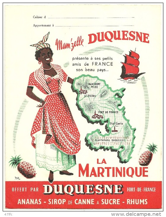 Protège-Cahier Publicitaire Offert Par Le RHUM DUQUESNE (Fort-de-France - Martinique)  - TBE - Collections