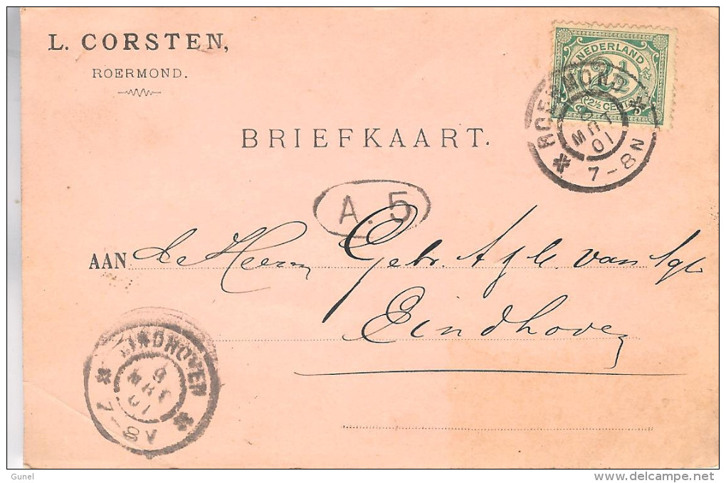 1901 Grootrond Roermond En Eindhoven Op Firmakaart Naar Eindhoven - Brieven En Documenten