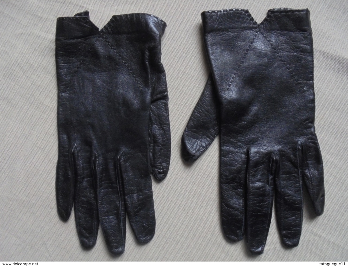 Ancien - Paire De Gants Pour Femme En Peau/cuir Noir Années 60 - 1940-1970