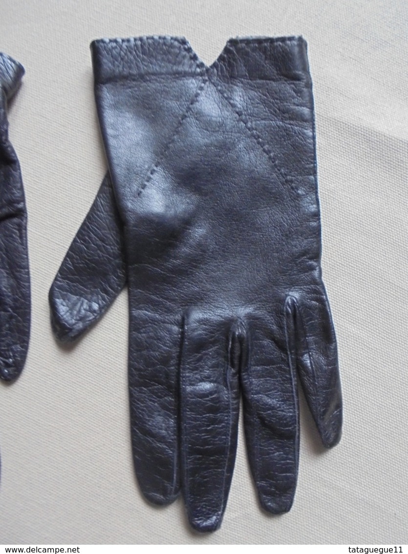 Ancien - Paire De Gants Pour Femme En Peau/cuir Noir Années 60 - 1940-1970