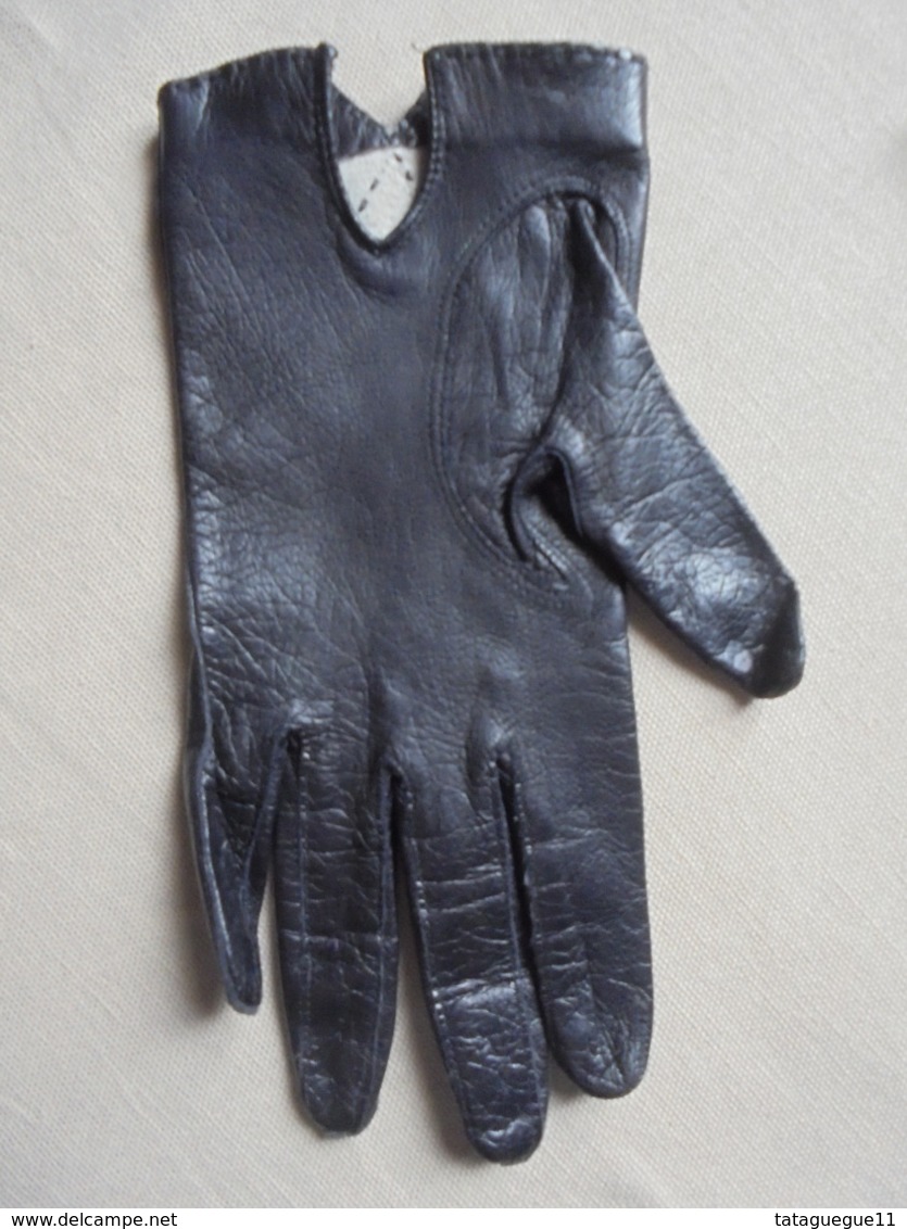 Ancien - Paire De Gants Pour Femme En Peau/cuir Noir Années 60 - 1940-1970