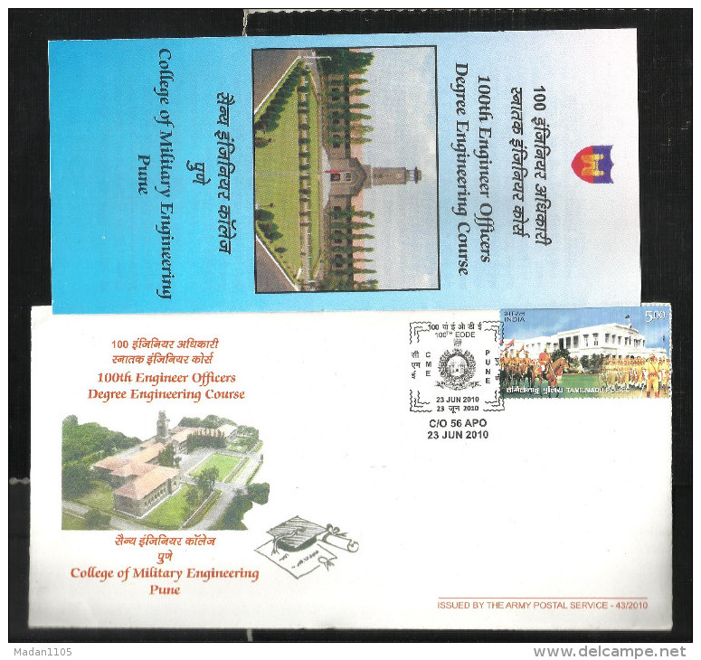 INDIA, 2010 ARMY POSTAL SERVICE COVER,100th Engineer Officers, Course,  Army + Brochure, Militaria, Military - Brieven En Documenten