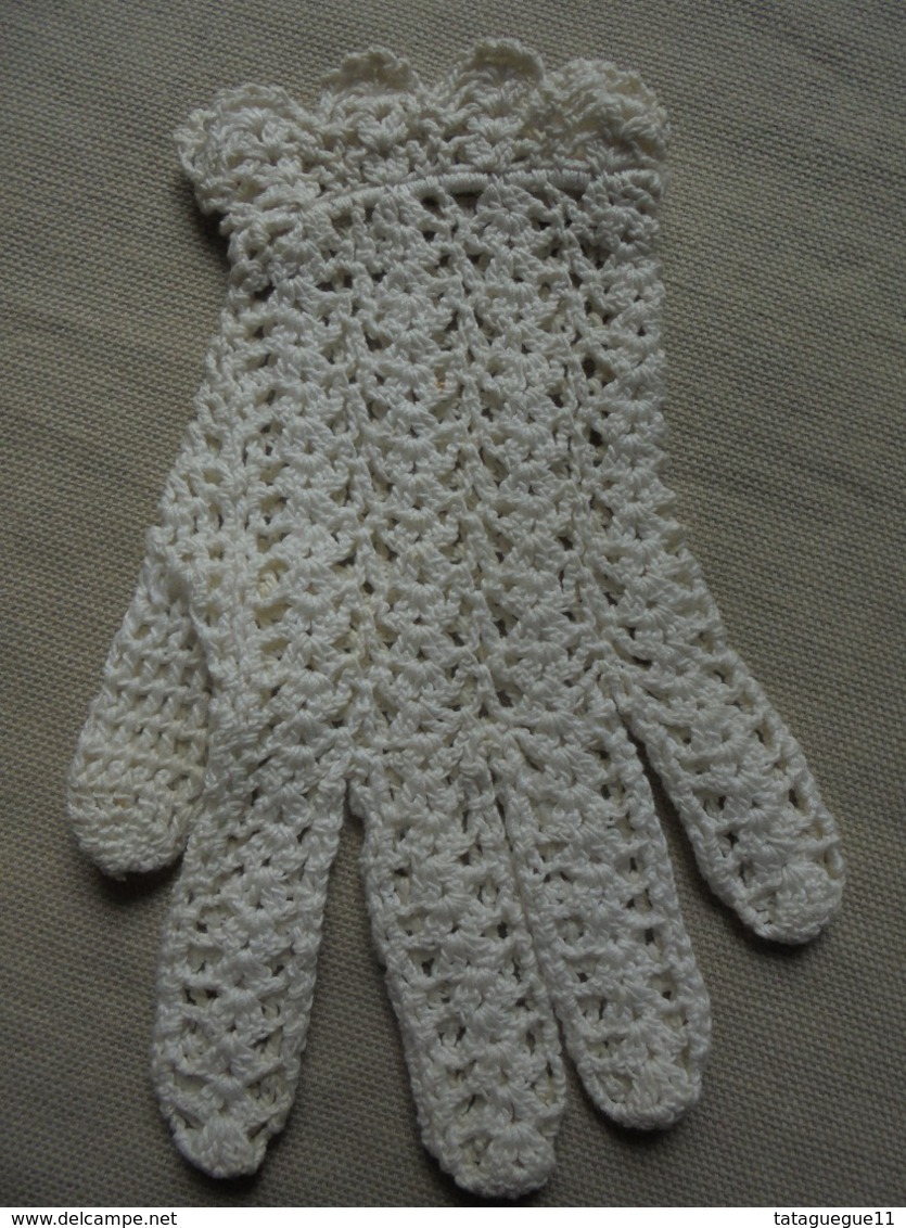 Ancien - Paire De Petits Gants Crochetés Main Pour Fillette Années 50/60 - 1940-1970