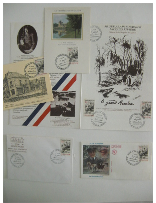 FRANCE Lot De 5 Documents 1er Jour CENTENAIRE ALAIN FOURNIER LE GRAND MEAULNES  Année 1986 - 1980-1989