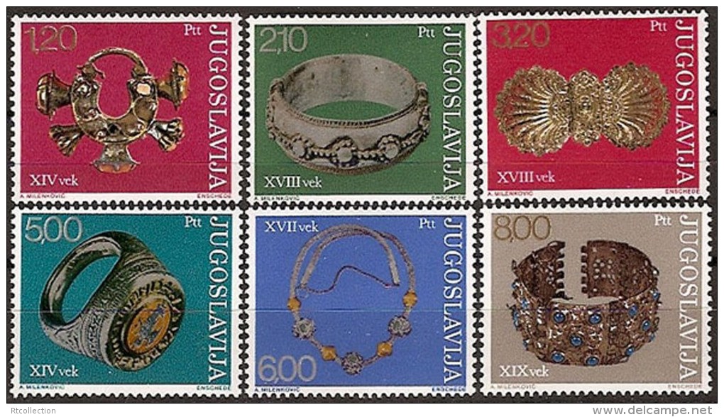 Yugoslavia 1975 Antique Jewelry Yugoslav Museums Art Archaeology Gold Stamps MNH SC 1235-1240 Michel 1587-1592 - Archaeology