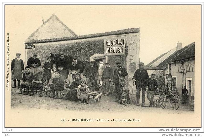 CPA: Grangermont (45) - Le Bureau De Tabac ( Editeur Marguillier) Pub Chocolat Menier - Autres & Non Classés