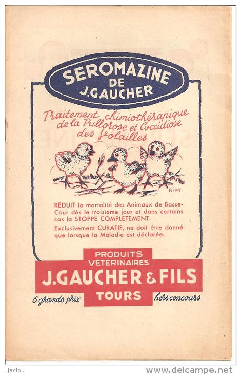 CATALOGUE PRODUITS VETERINAIRES J.GAUCHER A TOURS,A VOIR !!! SEROMAZINE DE GAUCHER (VOLAILLES)   REF 44692 - Dieren