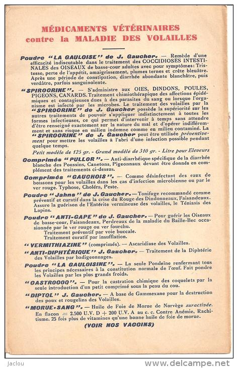 CATALOGUE PRODUITS VETERINAIRES J.GAUCHER A TOURS,A VOIR !!! SEROMAZINE DE GAUCHER (VOLAILLES)   REF 44692 - Dieren