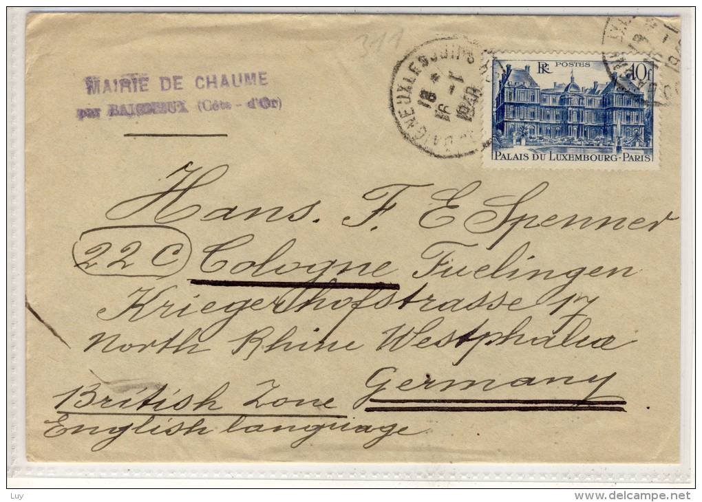 Lettre 1948 , BAIGNEUX Pour Germany - Covers & Documents