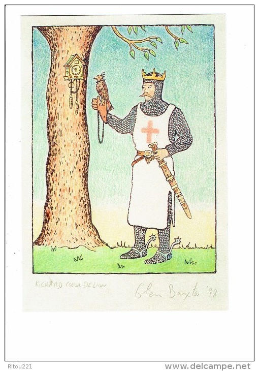 Dessin GLEN BASTER - Richard Coeur De Lion Au Château De CHALUS CHABROL - UNIFORME CROISADE ÉPERON ÉPERVIER HORLOGE épée - Meunier, G.