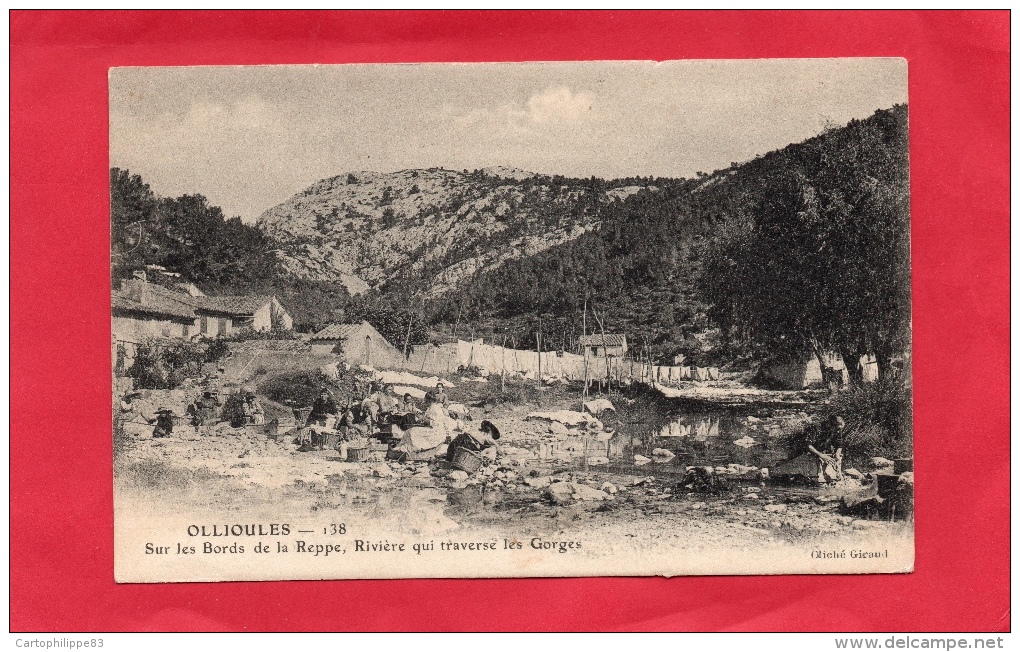 VAR 83 OLLIOULES SUR LES BORDS DE LA REPPE AVEC LAVANDIERES EN PLEINE BUGADE RIVIERE QUI TRAVERSE LES GORGES - Ollioules