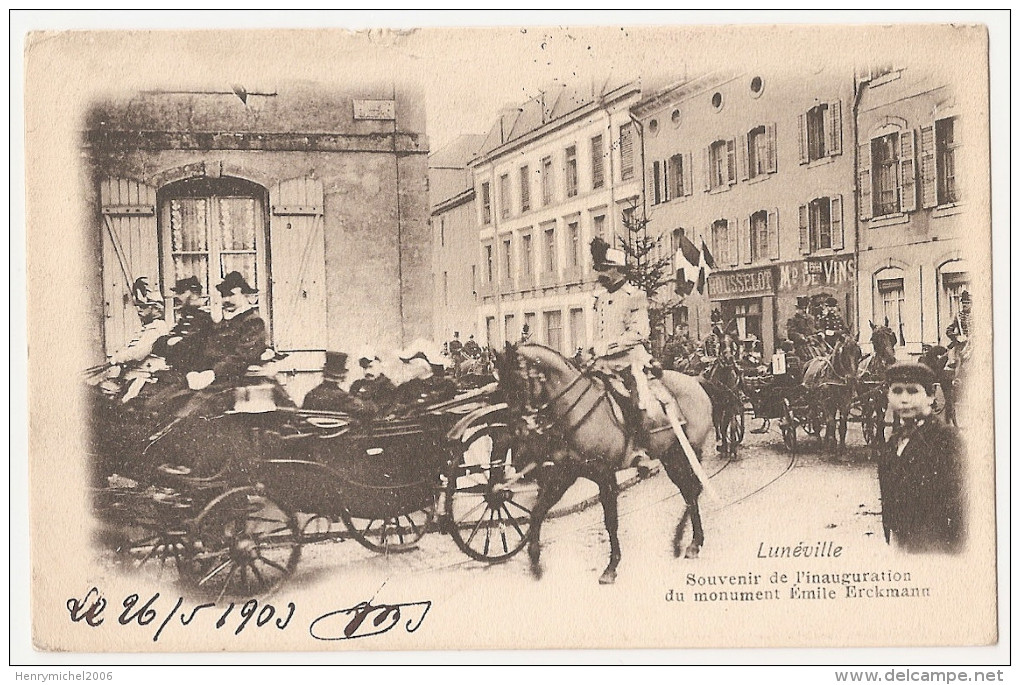 54 - Lunéville Souvenir De L'inauguration Du Monument émile Erckmann 1903 - Luneville