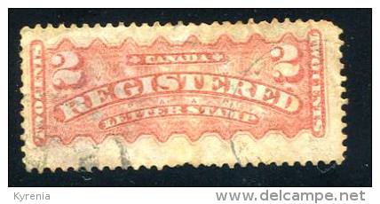 1925 - Canada  Registration 1875- 2 Cents  Used  SG R1 - Registration & Officially Sealed