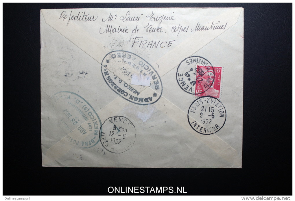 France: Premier Liasions Aerienne  Paris Mexico  Par Air France 27-4-1952 R-lettre Yv 891 - 896 - 1927-1959 Brieven & Documenten