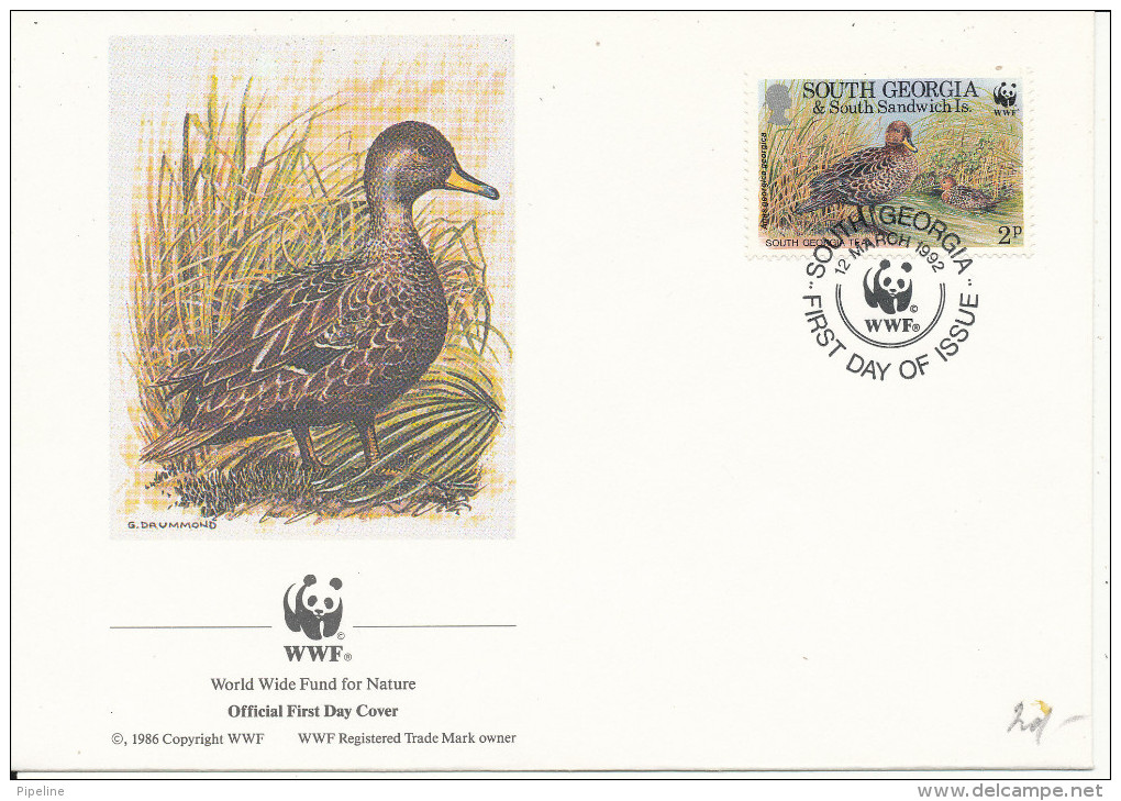 South Georgia FDC WWF Bird With Nice Cachet 12-3-1992 - FDC