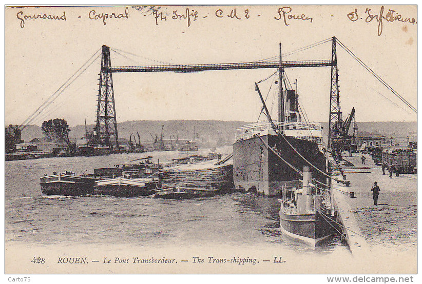 Bâteaux - Péniches Paquebot Et Remorqueur - Pont Transbordeur Rouen - Péniches