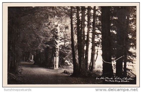 Indian Totem Pole In The Park Sitka Alaska Real Photo - Sitka