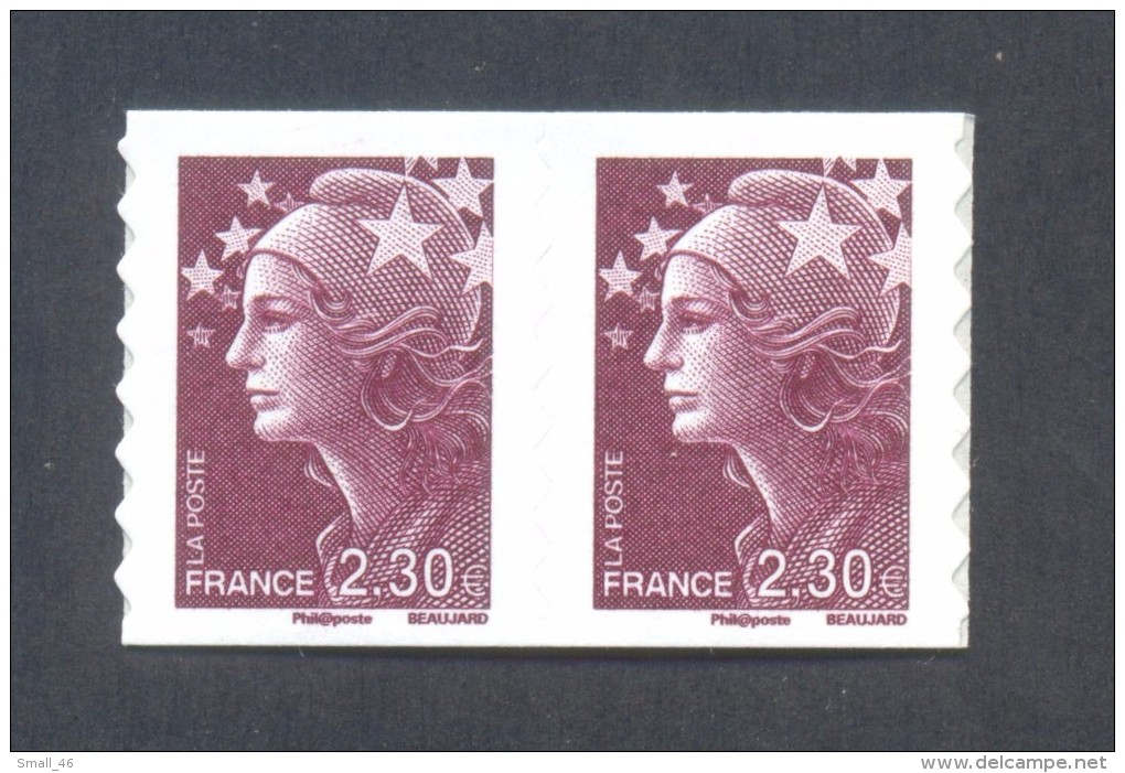 Marianne De Beaujard  -  V F 2.30  € - Autocollant - 2 Timbres - 2008-2013 Marianne De Beaujard