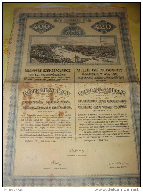 Emprunt De BUDAPEST 4%  1911  420 Francs - A - C