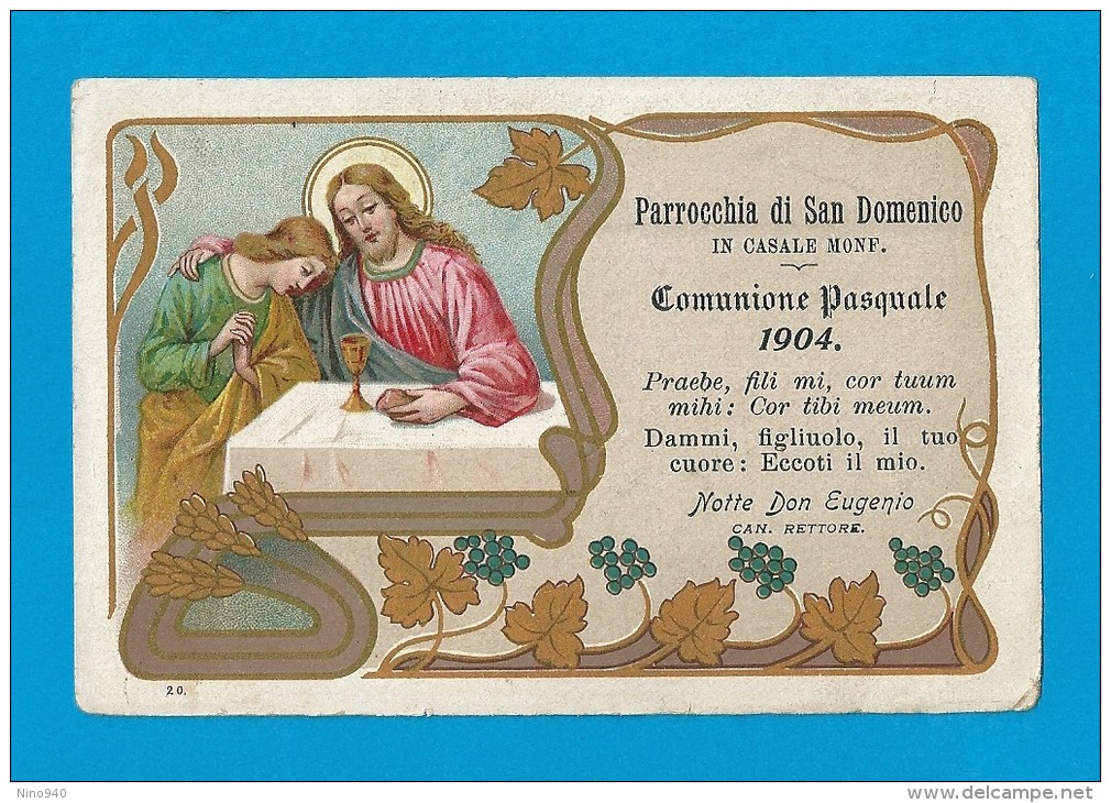 COMUNIONE PASQUALE: ANNO 1904 -  CASALE MONFERRATO-PARROCCHIA DI S. DOMENICO - Mm. 75X114 - MAN - Religione & Esoterismo