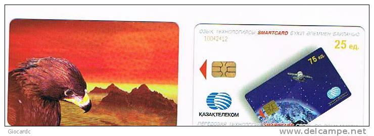 KAZAKHSTAN - CHIP KAZAKHTELECOM  - EAGLE  (GOLD CHIP, YELLOW CODE  LEFT UPPER)   - USED° - RIF. 1537 - Águilas & Aves De Presa