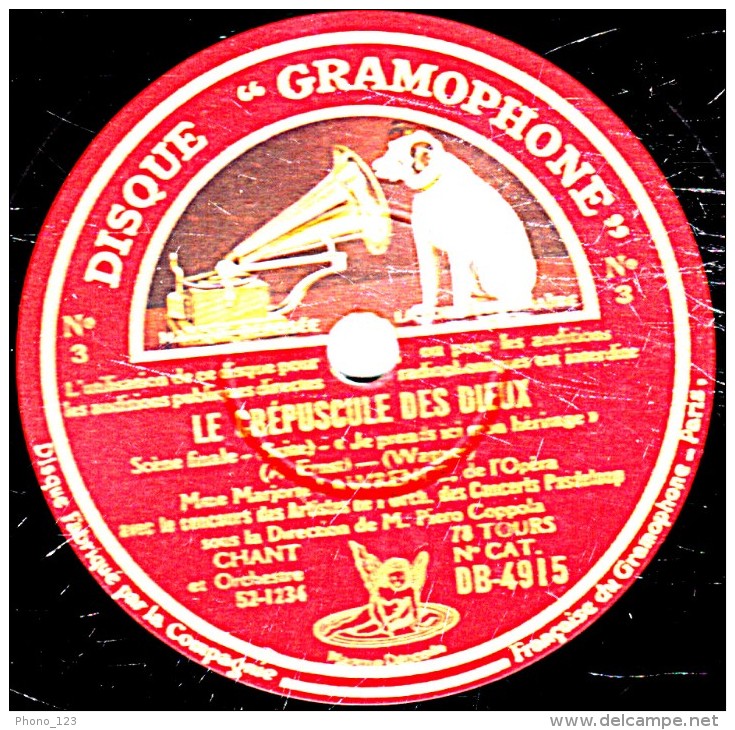 78 Trs 30 Cm état EX - Marjorie LAWRENCE  LE CREPUSCULE DES DIEUX "Je Prends Ici Mon Héritage" "Grane, Ami, Salut à Toi" - 78 T - Disques Pour Gramophone