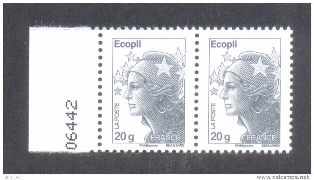 Marianne De Beaujard  -  V P  "Ecopli" - Adhésif TD 205 - Sans Phosphore - 2 Timbres Avec Bord De Feuille - Sonstige & Ohne Zuordnung