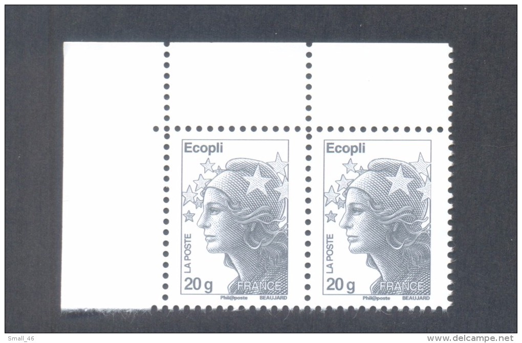 Marianne De Beaujard  -  V P  "Ecopli" - Adhésif TD 205 - Sans Phosphore - 2 Timbres Avec Coin De Feuille - Andere & Zonder Classificatie