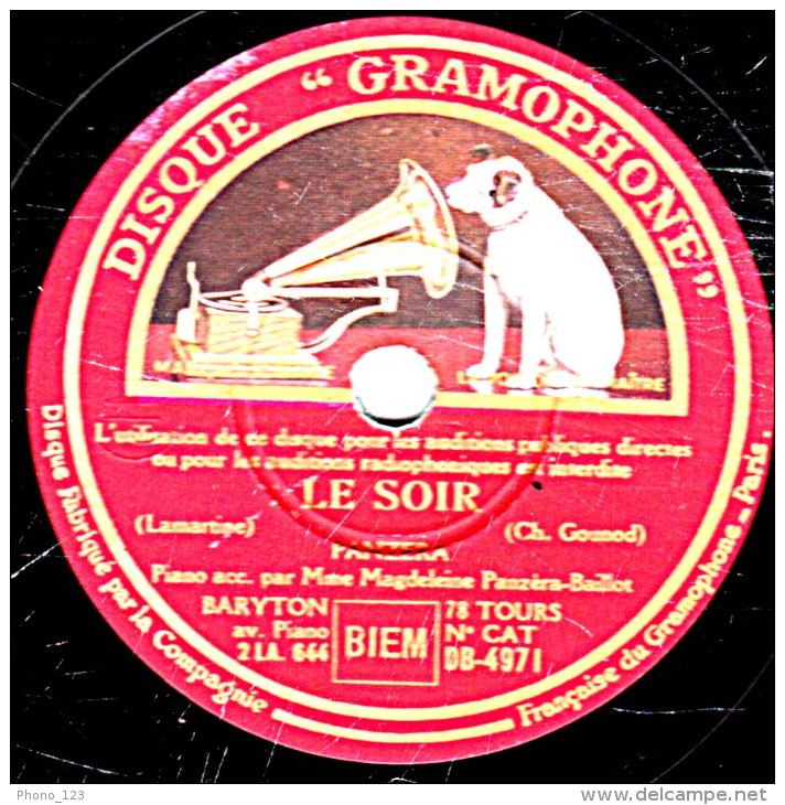 78 Trs 30 Cm état EX -  PANZERA - LE TEMPS DES LILAS - LE SOIR - 78 T - Disques Pour Gramophone