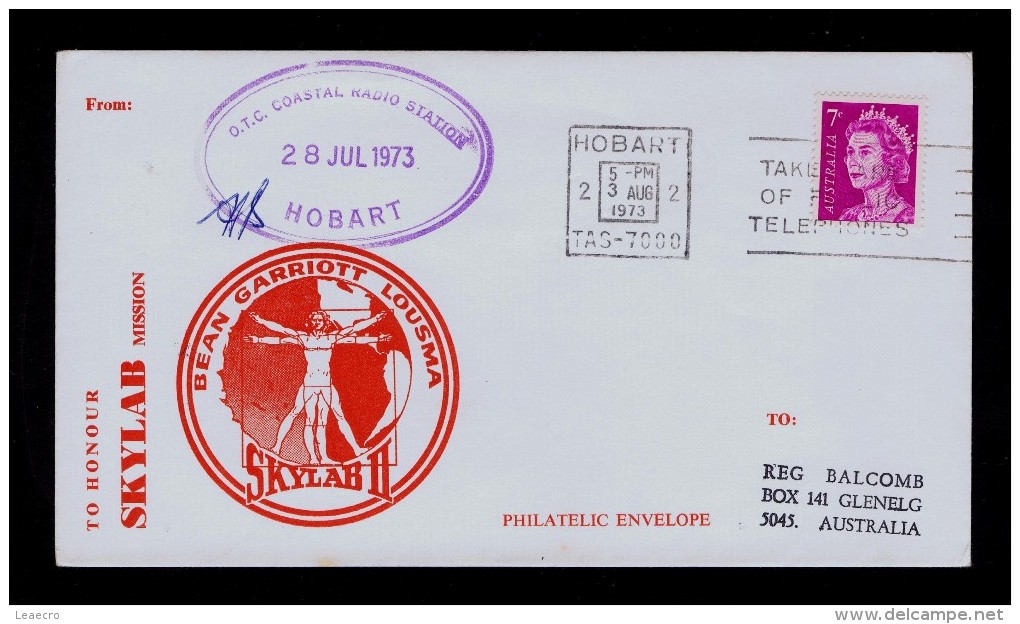 O.T.C. COASTAL RADIO STATION Hobart SKYLAB MISSION Espace Cosmos AUSTRALIE First Flight 1973 Gc675 - Altri & Non Classificati
